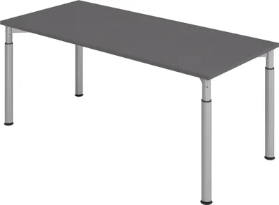 Produktbild von bümö Schreibtisch Serie-Y - Gestell: Silber, Nachbildung: Graphit, Größe:  180 x 80 cm