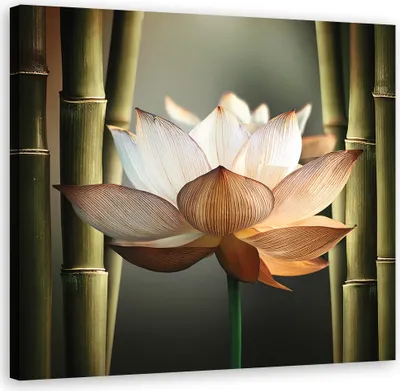Produktbild von Leinwandbild Blume Zen Bambus 30x30 Feeby Grün bild für die wand bereit zum aufhängen