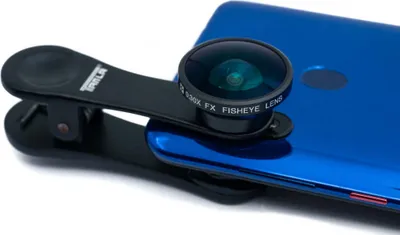 Produktbild von SYSTEM-S Fischaugen Linse ohne Vignettierung mit Clip und Schutztasche für Smartphone