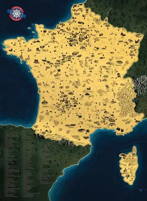 Obrázek produktu pro Stírací mapa Francie Deluxe - zlatá