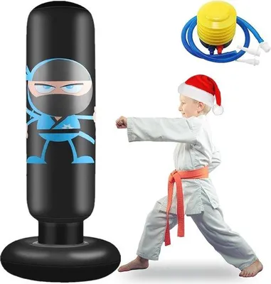 Productafbeelding van Famanu opblaasbare bokszak voor kinderen - Geschikt voor karate, MMA en fitness - Hoogte 61 cm