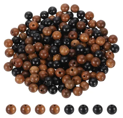 200 runde Holzkugeln 6 mm für DIY-Armbänder, schwarz/rotbraun