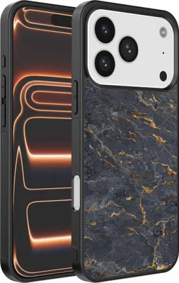 Obrázok produktu pre Fit pre iPhone 17 Pro Max Phone Case with Grey Gold Marble Print - TPU Backcover Case Grey Gold Marble Design - Black - Smartphonica