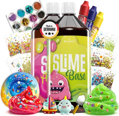 Produktbild von Belissia XXL Kinder Spiel-Schleim zum selbermachen. Fun Set für 2KG fertigen Slime. Für Kinder ab 3 Jahre. Hergestellt in Deutschland