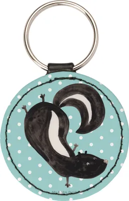 Produktbild von Mr. & Mrs. Panda Schlüsselanhänger Stinktier Handstand - Türkis Pastell - Geschenk, Raubtier, Skunk, kleiner, Taschenanhänger, edel, Spielplatz, Anhänger, Stinker, klein