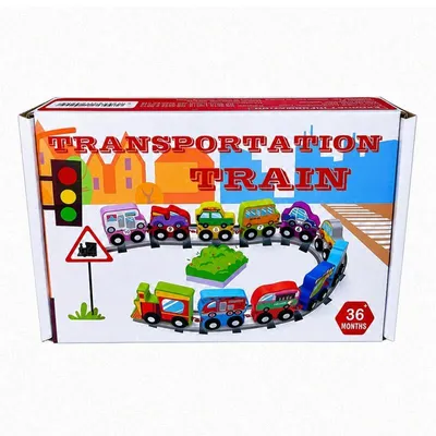 Produktbild von Holzeisenbahn Zug Fahrzeuge - 11 Teile - Holz Zug Spielzeug mit Puzzle ab 3 Jahren