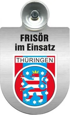 Produktbild von Einsatzschild mit Saugnapf - Frisör im Einsatz - incl. Regionenwappen nach Wahl 393815 Color - Region Thüringen