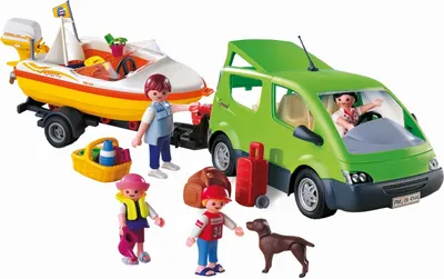 Productafbeelding van PLAYMOBIL Familie met boot en aanhanger, model 4144, nieuw/originele verpakking