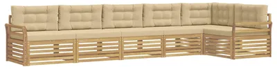 Immagine prodotto di Set di divani da esterno, 6 pezzi, colore beige, dimensioni 408 x 170,5 x 73 cm