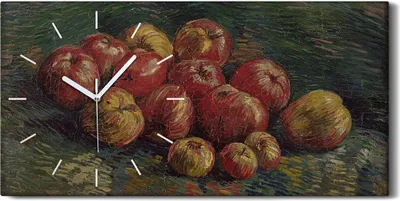 Produktbild von Wanduhr Bürouhr Leinwand Bild Geräuschlos Kunstdruck 60x30 Stilleben mit Äpfeln - weiße Hände