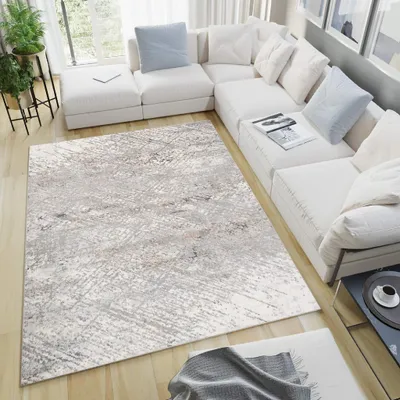 Produktbild von Tapiso Teppich VALLEY Modern Kurzflor Grau Creme Wohnzimmer 200 x 300 cm