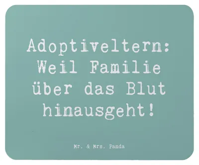 Produktbild von Mr. & Mrs. Panda Mauspad Spruch Adoptiveltern Liebe - Meeresbrise - Geschenk, pc mausunterlage, Familienpflege, Adoption, Mousepad, elterliche, Glück, handgemacht
