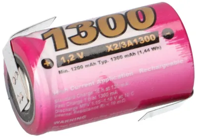 Produktbild von XCell Akku 2/3 A 1,2V 1300mAh NiMH Z-Lötfahne