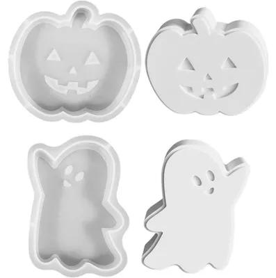 Productafbeelding van Siliconen mallen voor Halloween, herfst en oogstfeest - pompoen- en bladvormen voor gips, was en hars