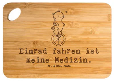 Produktbild von Mr. & Mrs. Panda holzschneidebrett Bär Einrad fahren - Transparent - Geschenk, Holzbrett, Küchenbrett, Schneidebrett, Frühstücksbrettchen, Hackbrett
