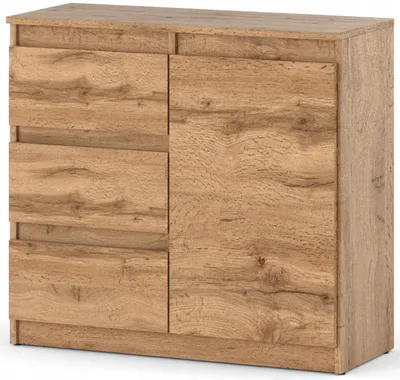 Zdjęcie produktu dla Komoda 80 cm Aga wotan matowa z szufladami pojemna nowoczesna do salonu