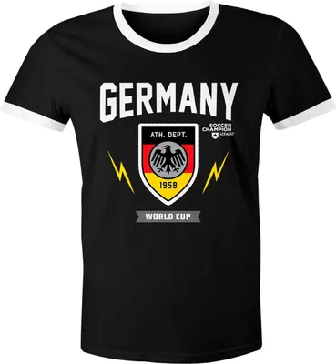 Produktbild von Herren WM-Shirt 2018 Deutschland Flagge Wappen Germany Retro Trikot-Look schwarz-weiß XXL