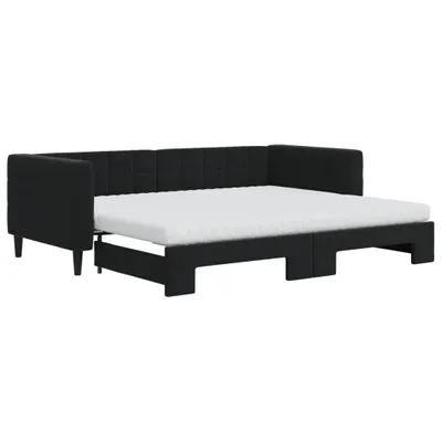 Zdjęcie produktu dla VidaXL 3196719, sofa rozkładana, Czarny, Pianka, Metal, Poliester, Drewno, 2230 mm, 1000 mm