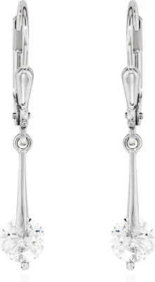 Produktbild von NKlaus Paar Brisur Solitär Ohrhänger 925 Silber glanz 14x4mm Zirkonia weiß Ohrringe 13529