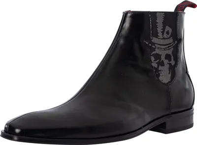 Produktbild von Jeffery West Totenkopf-Chelsea-Stiefel aus poliertem Leder, Schwarz 43 EU