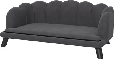 Produktbild von Hundesofa Hundecouch, Waschbarer Bezug, Haustiersofa mit Rückenlehne und Holzbeine, Katzensofa, für mittelgroße Hunde unter 25 kg, Dunkelgrau