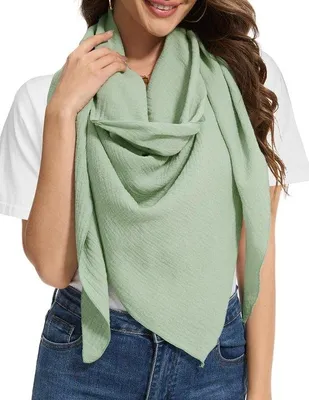 Productafbeelding van Unyqoos® Driehoekige sjaal van 100% katoen – elegante, veelzijdige damesaccessoire, 200 x 140 x 140 cm