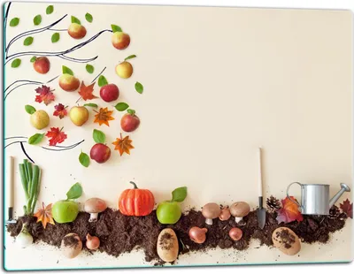 Image de Planche à découper en verre Plaque de recouvrement pour cuisinière Vitrocéramiquefeld Universal 52x40 cm Légumes