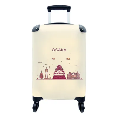 Produktbild von MuchoWow® Koffer Handgepäck Trolley Rollkoffer Kleine Reisekoffer mit 4 Rollen - Japan - Osaka - Skyline - Cabin Size < 55x40x23 cm & 55x40x20 cm - Fotokoffer - Kabinenkoffer - Boardgepäck - Reise-Box - Reisekoffer - Reisegepäck - Koffer mit Bild - Trolley für Kinder