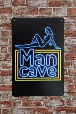 Produktbild von Mancave LED Metallschild - Wandschilder - Blechschild - Mancave Dekoration - Spruchschild - Metal Sign - Retro blechschild.