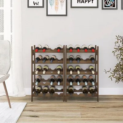 Immagine prodotto di Portabottiglie in bambù da 20 bottiglie, ripiani per cucina, cantina, bar