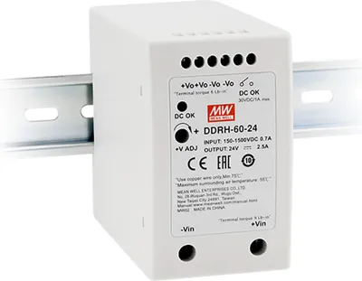 Produktbild von MEANWELL DDRH-60-48, Hutschienen-DC DC-Wandler, 48V 1,25A 60W