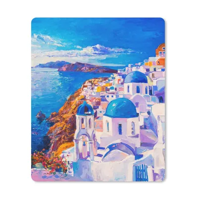 Produktbild von MuchoWow® Mauspad Mousepad Malerei - Griechenland - Wasser - Öl 30x40 cm - Mousepads - Maus Mat - Pad - Mausunterlage - Mausmatten