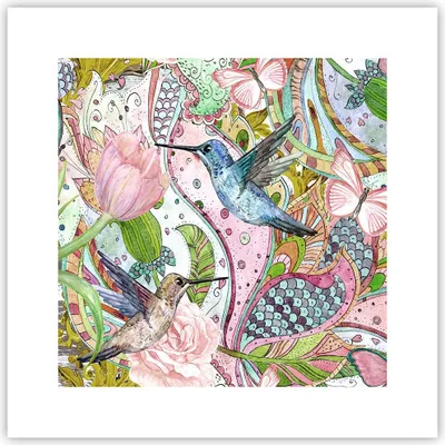 Produktbild von Poster - Poster ohne Rahmen - Vogel Schmetterling Blume - 30x30 cm - Wand Bild - Wanddeko - Wandbilder - Kunstposter - Wandposter - Bilder - Kunstdruck - Wanddekoration - Wandbild - P2XAC30x30-4065