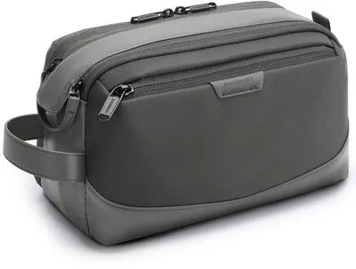 Image de Trousse de toilette de voyage en cuir, imperméable, grise, pour homme