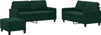 Produktbild von vidaXL 3-tlg. Sofagarnitur mit Kissen Dunkelgrün Samt