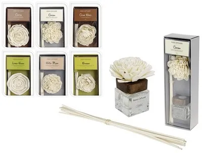 Produktbild von Duft-Diffuser, 60ml mit je mit 10 Stäbchen und Duftblüte (6er Set)