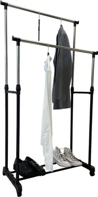 Image de 4 chariots à vêtements 75x155x43cm Portemanteau à 2 compartiments avec roulettes 4x