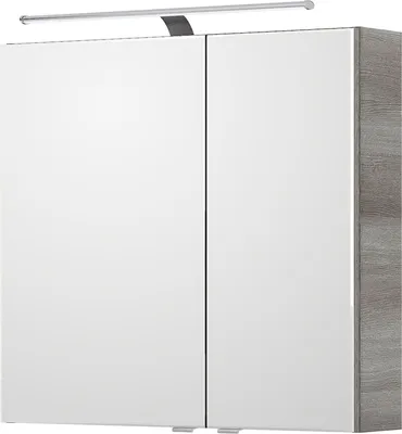 Produktbild von Badezimmer Spiegelschrank, 75cm breit, mit LED Beleuchtung in Graphit Struktur quer Nb. SOLINGEN-66, B/H/T ca. 75/70,3/17 cm