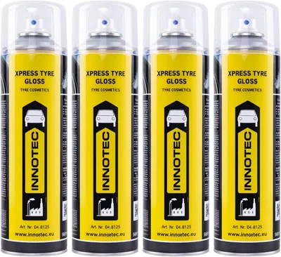 Immagine prodotto di 4 pezzi INNOTEC Xpress Tyre Gloss 500 ml – Spray lucidante per pneumatici per una brillantezza duratura e un aspetto curato