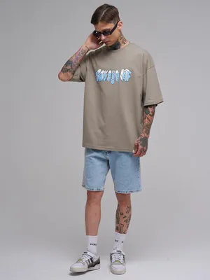 Produktbild von MENS T-SHIRT Herren T-Shirt mit kurzen Ärmeln und Übergröße Khaki Machinist Savage AF M