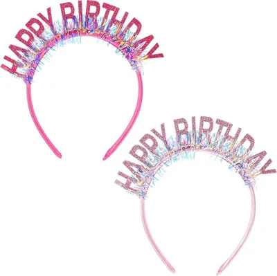 Produktbild von 2 Stück Geburtstag Stirnband für Mädchen, Geburtstag Kopfschmuck Alles Gute zum Geburtstag Krone Pailletten-Alphabet-Haarreif Party Tiara für Frauen Haarschmuck Geschenke Dekorationen Foto-Requisite