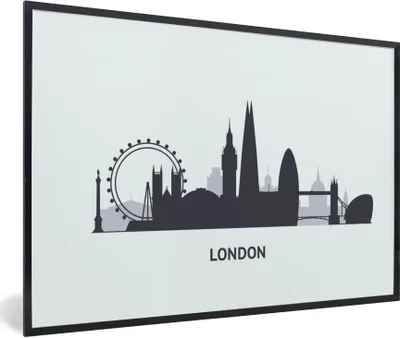 Produktbild von MuchoWow® Gerahmtes Poster London - Skyline - England 90x60 cm - Poster mit Schwarzem Bilderrahmen Wandposter Rahmen Foto Bilder - Fotorahmen - Foto-Plakat