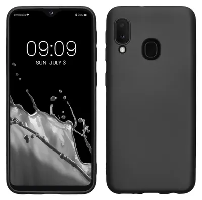 Produktbild von kwmobile Handyhülle für Samsung Galaxy A20e Hülle - Silikon Case metallisch schimmernd - Schutzhülle Cover - Metallic Grau