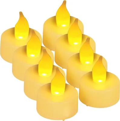 Image de Lot de 8 bougies chauffe-plat LED + piles Bougie décorative Bougies chauffe-plat électriques