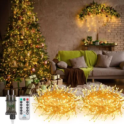 LED-Lichterkette Kupferdraht 5 m 300 LEDs warmweiß IP65 2 Stück