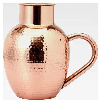 Produktbild von Wasserkrug aus reinem Kupfer mit Schüssel, robuster Kupferkrug für Ayurveda-Gesundheitsvorteile, 1,5 Liter Fassungsvermögen