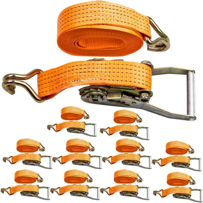 Produktbild von 10 x 5000kg 6m 5tone Profi Spanngurte 2tlg. Zurrgurte Ratschengurte Gurt 5T