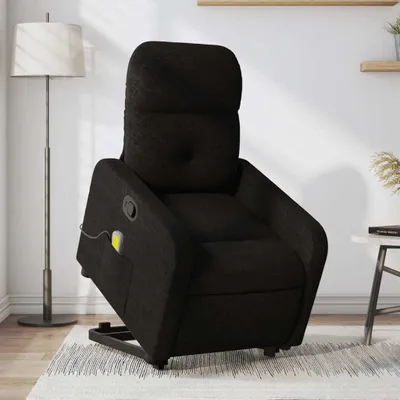 Produktbild von Design Massagesessel mit Aufstehhilfe Schwarz Stoff, Klassische Sessel 2024 Neu
