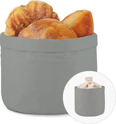 Produktbild von Famanu Brotkorb mit Deckel und Zugband - grau, Ø 20 cm