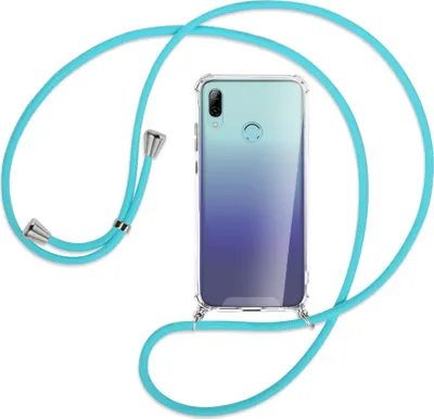 Produktbild von Handykette Backcover-Schutzhülle mit Band (Metall silberfarben) für Huawei P Smart 2019 / Honor 10 Lite - türkis